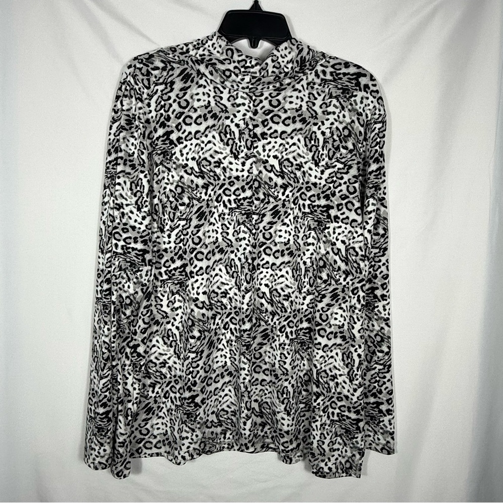 Chico’s Women’s Long Sleeve Cowl Neck Leopard Print Top.  Chico’s Size 3.  NWOT. - Picture 12 of 13